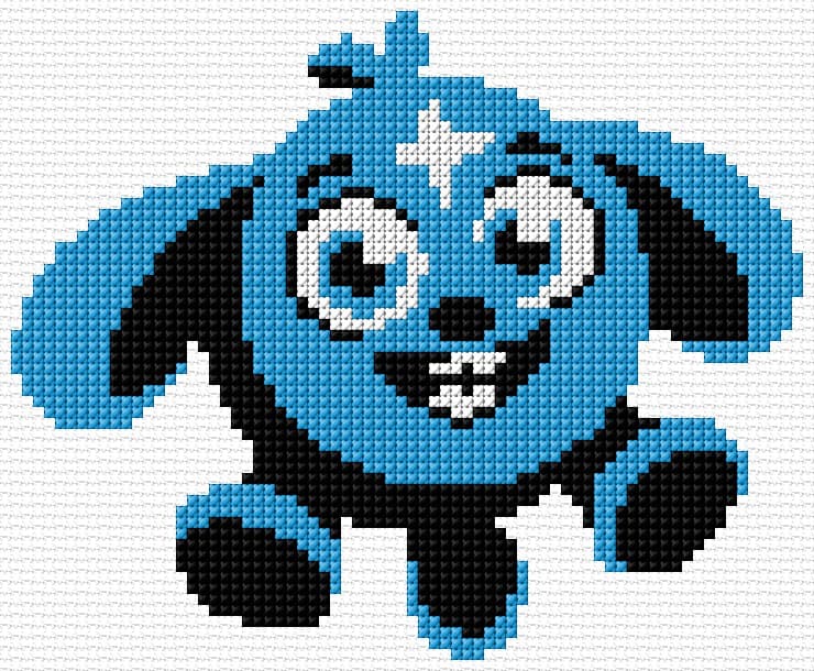 Blue Bolt Buddy free cross-stitch pattern