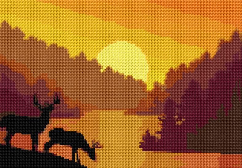 Sunset free cross-stitch pattern