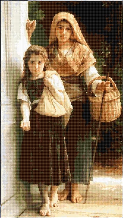 Little Beggar ( Bouguereau free cross-stitch pattern